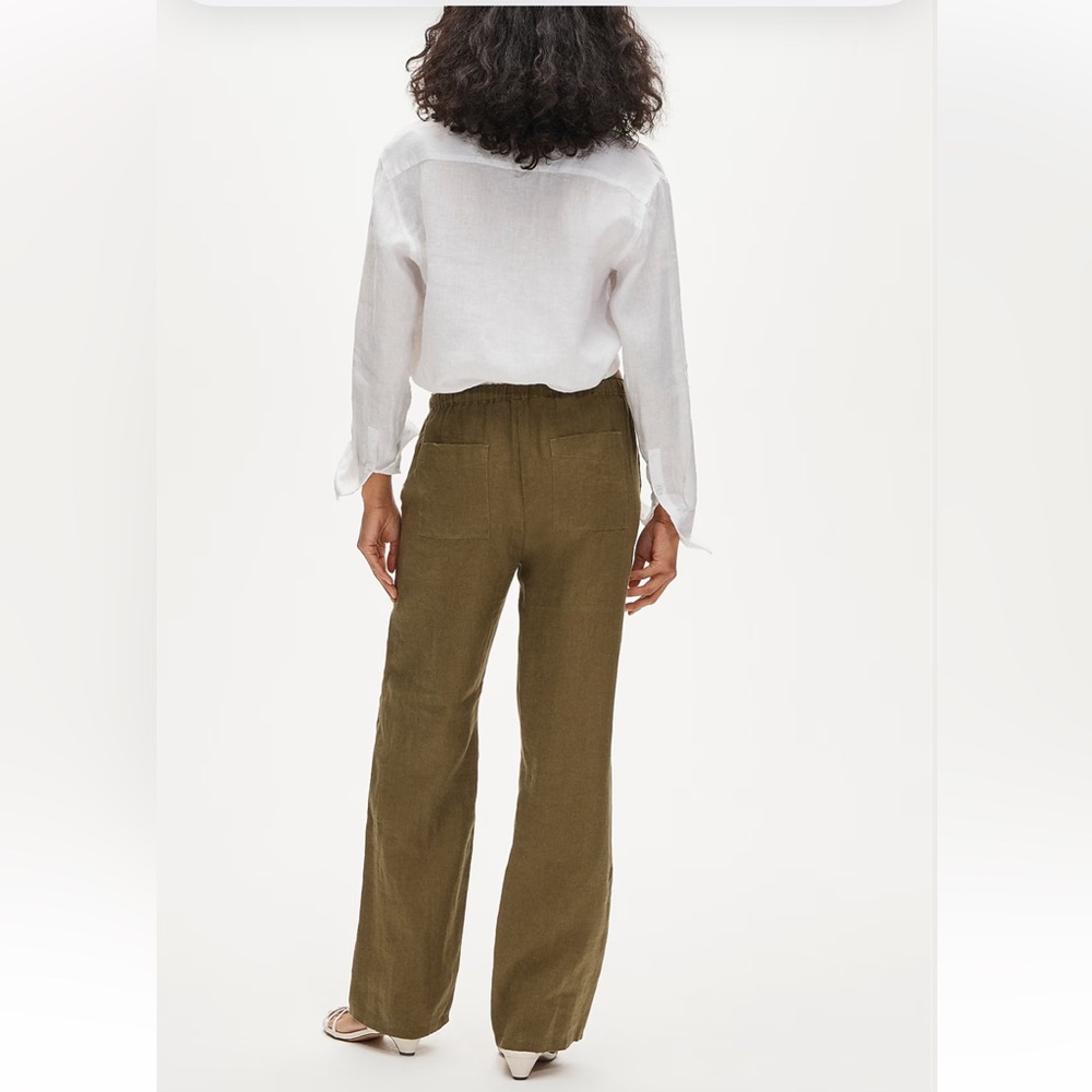 J.crew new soleil Olive Drawstring Wide-Leg Linen Pants size M new